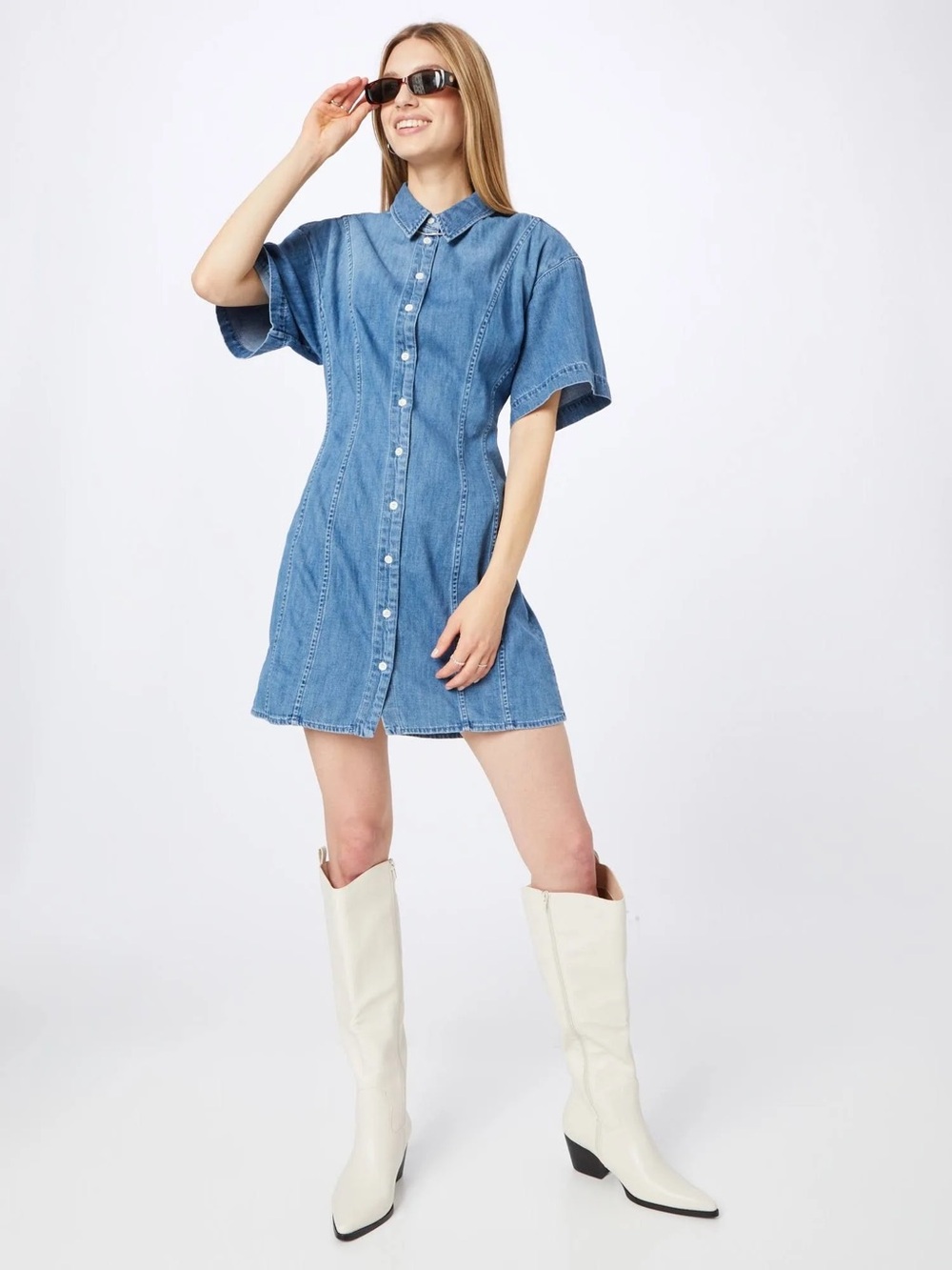 Frame Denim Seam Detail Smocked Back Dress Size XS